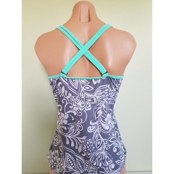 Go by Gossip floral gray double strap tankini top size M - Picture 4 of 4